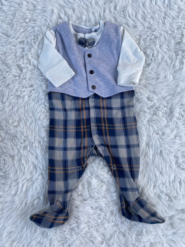Next Suit Style Sleepsuit With Waistcoat & Dungaree Features, 0-3M