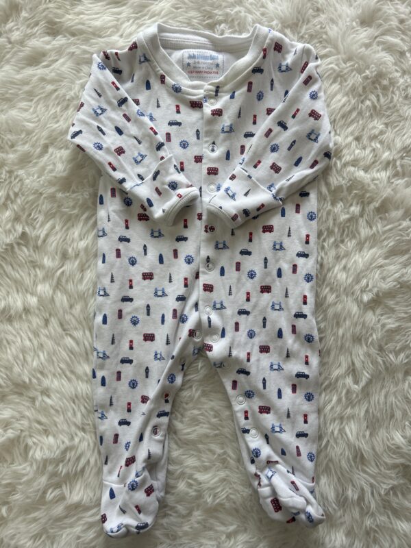 JoJo London Sleepsuit, 3-6M *Very light yellow stain on top button