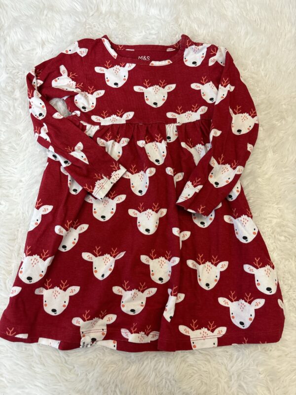 M&S Reindeer Dress, 2-3Y