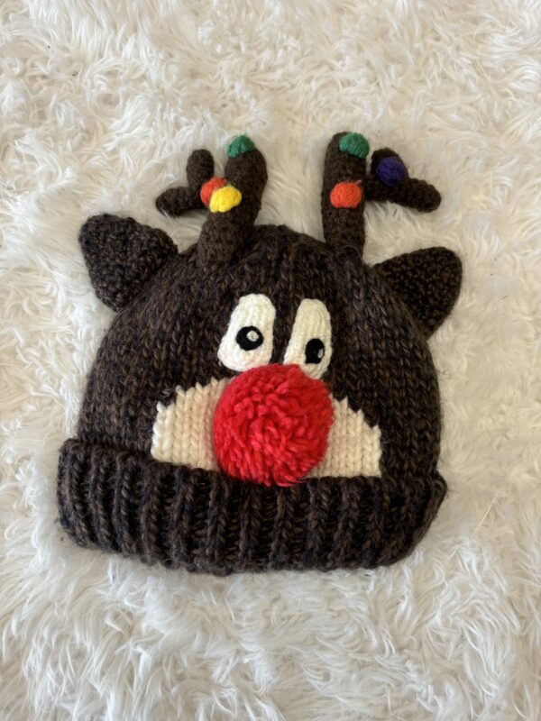 Knitted Reindeer Hat, 3-4Y