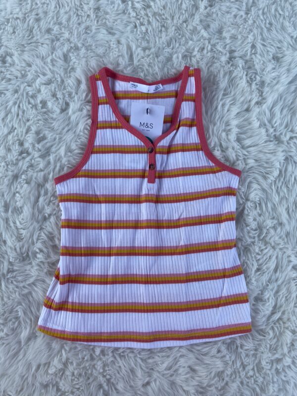 M&S Striped Vest T-Shirt, 7-8Y, BNWT