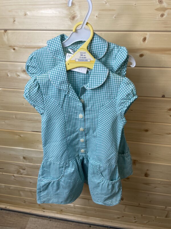 M&S Green Ginham Set of 2 School Dresses, 2-3 Years