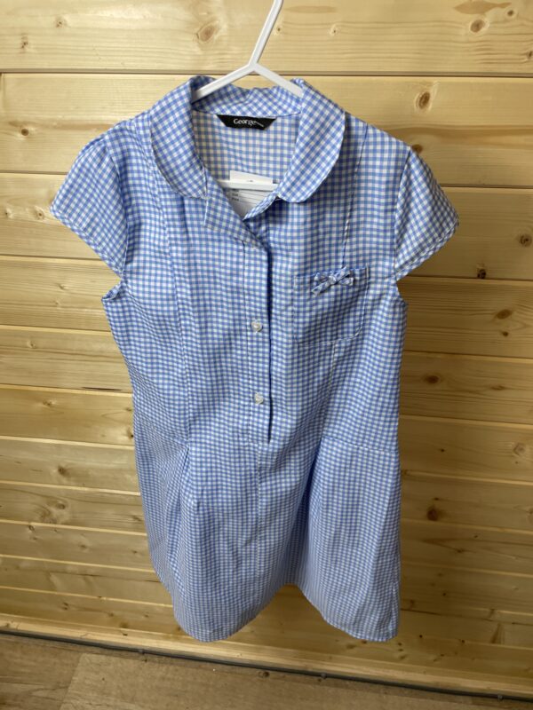 George Blue Gignham School Dress, 8-9 Years