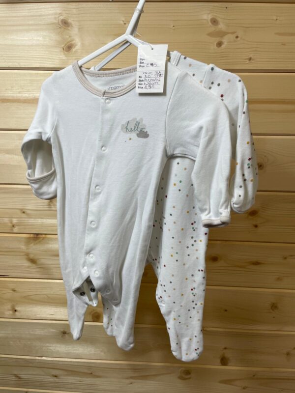 Mamas & Papas Set of 2 Sleepsuits, Newborn VGUC